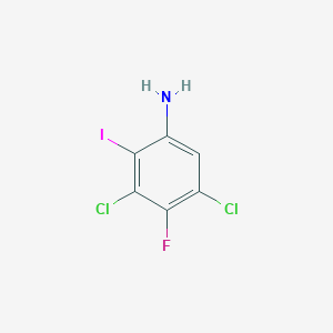 molecular formula C6H3Cl2FIN B8140543 3,5-Dichloro-4-fluoro-2-iodoaniline 