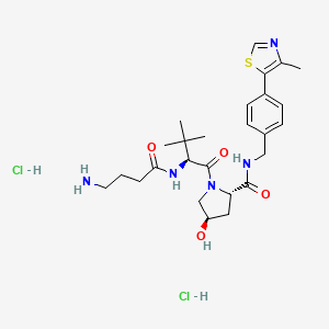 molecular formula C26H39Cl2N5O4S B8140549 (2S,4R)-1-((S)-2-(4-Aminobutanamido)-3,3-dimethylbutanoyl)-4-hydroxy-N-(4-(4-methylthiazol-5-yl)benzyl)pyrrolidine-2-carboxamide dihydrochloride 