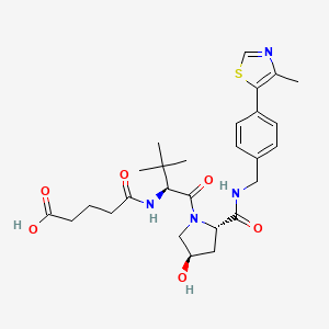 molecular formula C27H36N4O6S B8140559 5-[[(2S)-1-[(2S,4R)-4-hydroxy-2-[[4-(4-methyl-1,3-thiazol-5-yl)phenyl]methylcarbamoyl]pyrrolidin-1-yl]-3,3-dimethyl-1-oxobutan-2-yl]amino]-5-oxopentanoic acid 