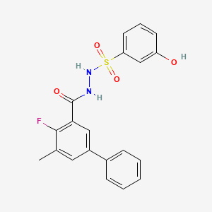 molecular formula C20H17FN2O4S B8140561 4-fluoro-N'-[(3-hydroxyphenyl)sulfonyl]-5-methyl[1,1'-biphenyl]-3-carbohydrazide 