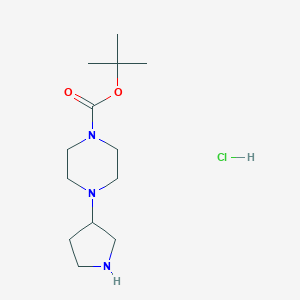 molecular formula C13H26ClN3O2 B8140572 Tert-butyl 4-(pyrrolidin-3-YL)piperazine-1-carboxylate hydrochloride 