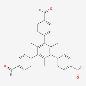molecular formula C30H24O3 B8140583 5'-(4-Formylphenyl)-2',4',6'-trimethyl-[1,1':3',1''-terphenyl]-4,4''-dicarbaldehyde 