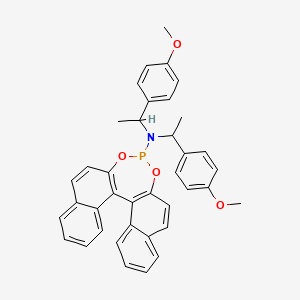 molecular formula C38H34NO4P B8140593 (11bR)-N,N-Bis[(1R)-1-(4-methoxyphenyl)ethyl]-dinaphtho[2,1-d:1 inverted exclamation marka,2 inverted exclamation marka-f][1,3,2]dioxaphosphepin-4-amine 