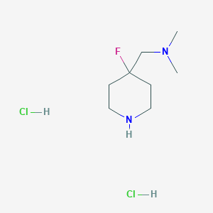 molecular formula C8H19Cl2FN2 B8140657 [(4-Fluoropiperidin-4-yl)methyl]dimethylamine dihydrochloride 
