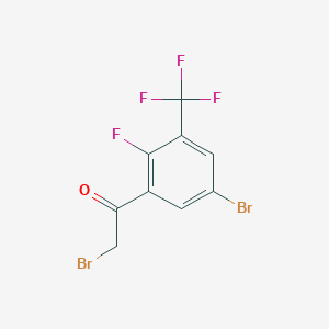 molecular formula C9H4Br2F4O B8140678 2-Bromo-1-[5-bromo-2-fluoro-3-(trifluoromethyl)phenyl]ethanone 