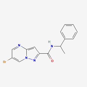 molecular formula C15H13BrN4O B8140839 6-bromo-N-(1-phenylethyl)pyrazolo[1,5-a]pyrimidine-2-carboxamide 