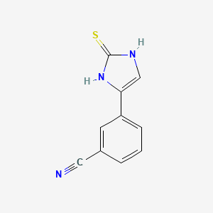 molecular formula C10H7N3S B8140977 3-(2-Sulfanylidene-1,3-dihydroimidazol-4-yl)benzonitrile 