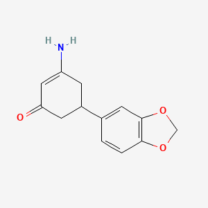 molecular formula C13H13NO3 B8140986 3-Amino-5-(1,3-benzodioxol-5-yl)cyclohex-2-en-1-one 