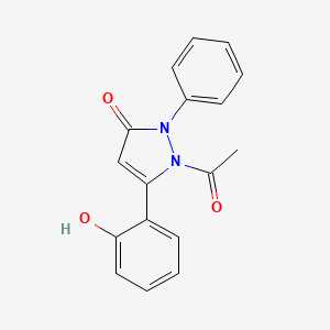 molecular formula C17H14N2O3 B8141026 1-Acetyl-5-(2-hydroxyphenyl)-2-phenylpyrazol-3-one 