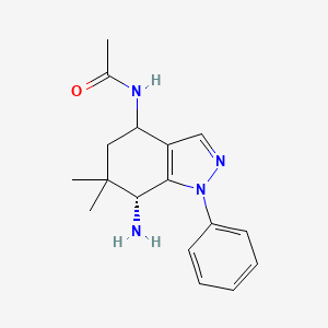 molecular formula C17H22N4O B8141045 N-[(7R)-7-amino-6,6-dimethyl-1-phenyl-5,7-dihydro-4H-indazol-4-yl]acetamide 