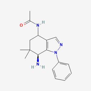 molecular formula C17H22N4O B8141049 N-[(7S)-7-amino-6,6-dimethyl-1-phenyl-5,7-dihydro-4H-indazol-4-yl]acetamide 