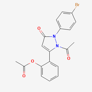 molecular formula C19H15BrN2O4 B8141061 [2-[2-Acetyl-1-(4-bromophenyl)-5-oxopyrazol-3-yl]phenyl] acetate 