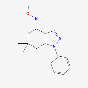 molecular formula C15H17N3O B8141091 (NE)-N-(6,6-dimethyl-1-phenyl-5,7-dihydroindazol-4-ylidene)hydroxylamine 