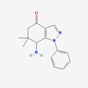 molecular formula C15H17N3O B8141165 7-Amino-6,6-dimethyl-1-phenyl-5,7-dihydroindazol-4-one 