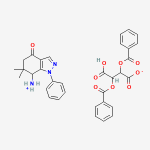 molecular formula C33H31N3O9 B8141239 2,3-Dibenzoyloxy-4-hydroxy-4-oxobutanoate;(6,6-dimethyl-4-oxo-1-phenyl-5,7-dihydroindazol-7-yl)azanium 