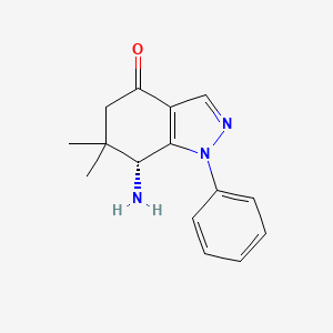 molecular formula C15H17N3O B8141244 1-Phenyl-6,6-dimethyl-7beta-amino-6,7-dihydro-1H-indazole-4(5H)-one 