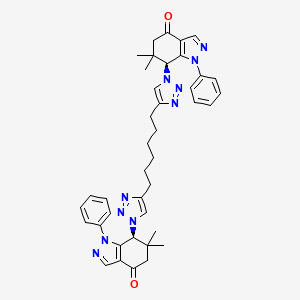 molecular formula C40H44N10O2 B8141261 (7S)-7-[4-[6-[1-[(7S)-6,6-dimethyl-4-oxo-1-phenyl-5,7-dihydroindazol-7-yl]triazol-4-yl]hexyl]triazol-1-yl]-6,6-dimethyl-1-phenyl-5,7-dihydroindazol-4-one 
