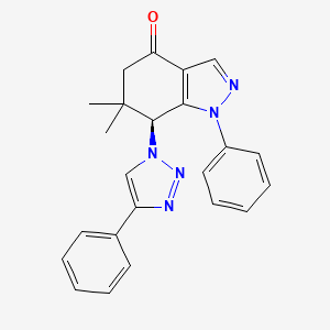 molecular formula C23H21N5O B8141268 1-Phenyl-6,6-dimethyl-7alpha-(4-phenyl-1H-1,2,3-triazole-1-yl)-6,7-dihydro-1H-indazole-4(5H)-one 