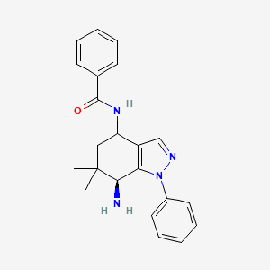 molecular formula C22H24N4O B8141281 N-[(7S)-7-amino-6,6-dimethyl-1-phenyl-5,7-dihydro-4H-indazol-4-yl]benzamide 