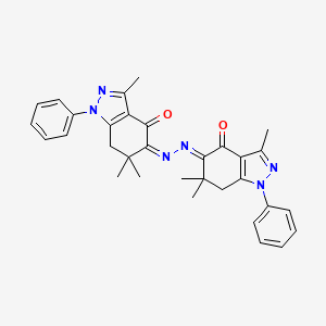 (5Z)-3,6,6-trimethyl-1-phenyl-5-[(E)-(3,6,6-trimethyl-4-oxo-1-phenyl-7H-indazol-5-ylidene)hydrazinylidene]-7H-indazol-4-one