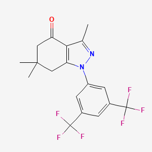 molecular formula C18H16F6N2O B8141312 1-(3,5-二三氟甲基苯基)-3,6,6-三甲基-4-氧代-4,5,6,7-四氢吲唑 