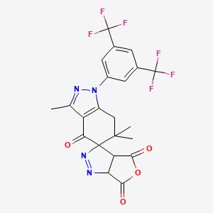 molecular formula C22H16F6N4O4 B8141354 1'-[3,5-bis(trifluoromethyl)phenyl]-3',6',6'-trimethylspiro[3a,6a-dihydrofuro[3,4-c]pyrazole-3,5'-7H-indazole]-4,4',6-trione 