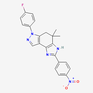 molecular formula C22H18FN5O2 B8141385 6-(4-Fluorophenyl)-4,4-dimethyl-2-(4-nitrophenyl)-3,5-dihydroimidazo[4,5-e]indazole 