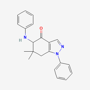 molecular formula C21H21N3O B8141406 5-Anilino-6,6-dimethyl-1-phenyl-5,7-dihydroindazol-4-one 
