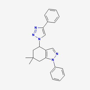 molecular formula C23H23N5 B8141432 6,6-dimethyl-1-phenyl-4-(4-phenyltriazol-1-yl)-5,7-dihydro-4H-indazole 