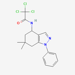molecular formula C17H18Cl3N3O B8141437 2,2,2-Trichloro-N-(6,6-dimethyl-1-phenyl-4,5,6,7-tetrahydro-1H-indazole-4-yl)acetamide 