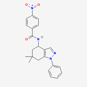 molecular formula C22H22N4O3 B8141445 N-(6,6-Dimethyl-1-phenyl-4,5,6,7-tetrahydro-1H-indazole-4-yl)-4-nitrobenzamide 