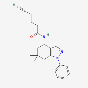N-(6,6-dimethyl-1-phenyl-5,7-dihydro-4H-indazol-4-yl)hex-5-ynamide