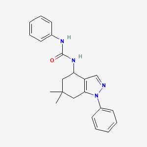 molecular formula C22H24N4O B8141476 1-(6,6-dimethyl-1-phenyl-5,7-dihydro-4H-indazol-4-yl)-3-phenylurea 