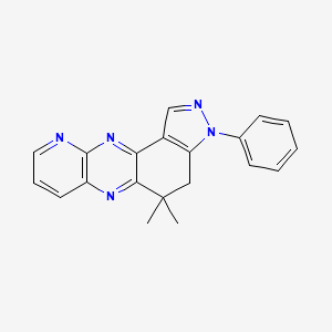molecular formula C20H17N5 B8141484 17,17-Dimethyl-14-phenyl-2,7,9,13,14-pentazatetracyclo[8.7.0.03,8.011,15]heptadeca-1,3(8),4,6,9,11(15),12-heptaene 