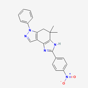 molecular formula C22H19N5O2 B8141489 4,4-Dimethyl-2-(4-nitrophenyl)-6-phenyl-3,5-dihydroimidazo[4,5-e]indazole 