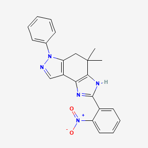 molecular formula C22H19N5O2 B8141490 4,4-Dimethyl-2-(2-nitrophenyl)-6-phenyl-3,5-dihydroimidazo[4,5-e]indazole 