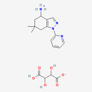 molecular formula C18H24N4O6 B8141528 (6,6-dimethyl-1-pyridin-2-yl-5,7-dihydro-4H-indazol-4-yl)azanium;2,3,4-trihydroxy-4-oxobutanoate 