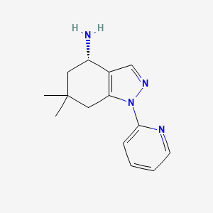 molecular formula C14H18N4 B8141535 (4S)-6,6-dimethyl-1-pyridin-2-yl-5,7-dihydro-4H-indazol-4-amine 