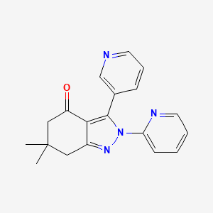 molecular formula C19H18N4O B8141548 6,6-Dimethyl-2-pyridin-2-yl-3-pyridin-3-yl-5,7-dihydroindazol-4-one 