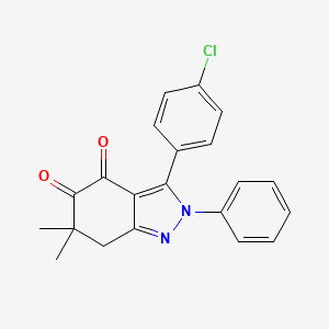 molecular formula C21H17ClN2O2 B8141575 3-(4-chlorophenyl)-6,6-dimethyl-2-phenyl-7H-indazole-4,5-dione 