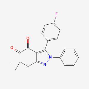 molecular formula C21H17FN2O2 B8141582 3-(4-fluorophenyl)-6,6-dimethyl-2-phenyl-7H-indazole-4,5-dione 