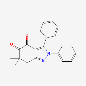 molecular formula C21H18N2O2 B8141592 6,6-dimethyl-2,3-diphenyl-7H-indazole-4,5-dione 