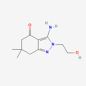 molecular formula C11H17N3O2 B8141653 3-Amino-2-(2-hydroxyethyl)-6,6-dimethyl-4-oxo-4,5,6,7-tetrahydroindazole 