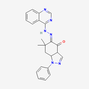 (5E)-6,6-dimethyl-1-phenyl-5-(quinazolin-4-ylhydrazinylidene)-7,7a-dihydro-3aH-indazol-4-one