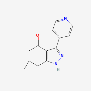 molecular formula C14H15N3O B8141662 6,6-dimethyl-3-pyridin-4-yl-5,7-dihydro-1H-indazol-4-one 