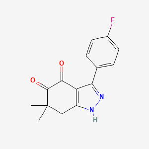 molecular formula C15H13FN2O2 B8141664 3-(4-Fluorophenyl)-6,6-dimethyl-1,7-dihydroindazole-4,5-dione 