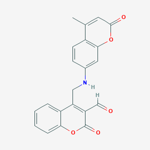 molecular formula C21H15NO5 B8141668 4-[[(4-Methyl-2-oxochromen-7-yl)amino]methyl]-2-oxochromene-3-carbaldehyde 