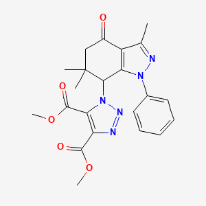 molecular formula C22H23N5O5 B8141722 1-Phenyl-3,6,6-trimethyl-7-[4,5-bis(methoxycarbonyl)-1H-1,2,3-triazole-1-yl]-4,5,6,7-tetrahydro-1H-indazole-4-one 