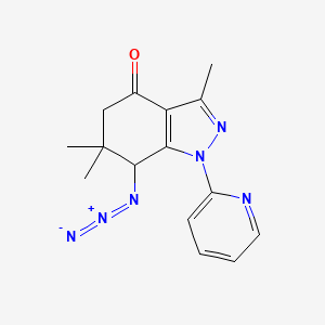 molecular formula C15H16N6O B8141730 7-Azido-3,6,6-trimethyl-1-pyridin-2-yl-5,7-dihydroindazol-4-one 