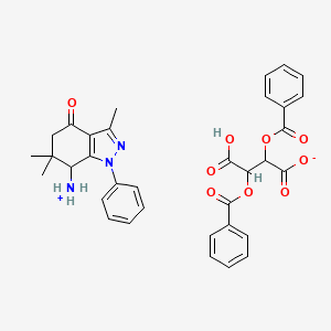 molecular formula C34H33N3O9 B8141747 2,3-Dibenzoyloxy-4-hydroxy-4-oxobutanoate;(3,6,6-trimethyl-4-oxo-1-phenyl-5,7-dihydroindazol-7-yl)azanium 